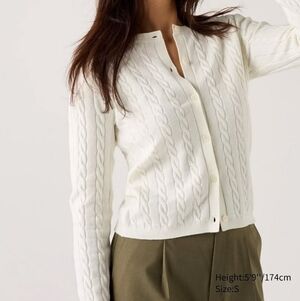 Uniqlo Cable-Knit Cardigan in Off-White